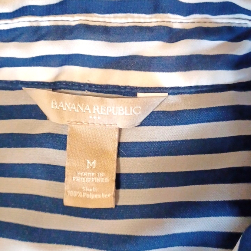 Banana Republic, Sz. M, Sleeveless, Navy and white stripes, blouse. - Picture 2 of 4